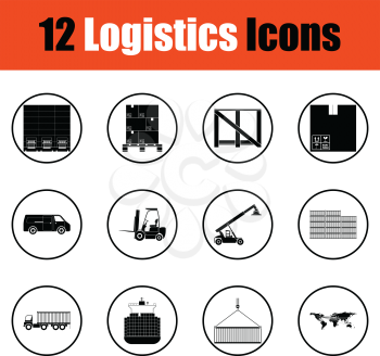 Logistics icon set. Thin circle design. Vector illustration.