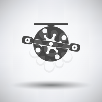 Icon of Fishing reel  on gray background, round shadow. Vector illustration.