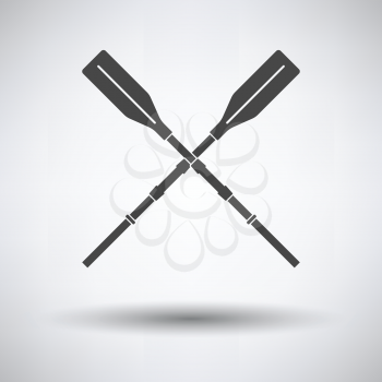 Icon of  boat oars on gray background, round shadow. Vector illustration.