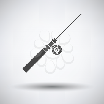 Icon of Fishing winter tackle  on gray background, round shadow. Vector illustration.