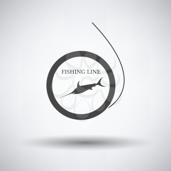 Icon of fishing line on gray background, round shadow. Vector illustration.