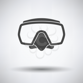 Icon of scuba mask  on gray background, round shadow. Vector illustration.
