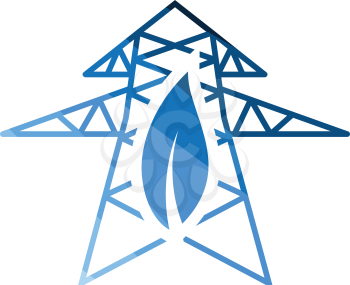 Electric tower leaf icon. Flat color design. Vector illustration.