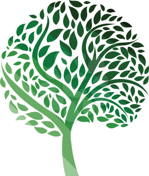 Ecological tree leaves icon. Flat color design. Vector illustration.
