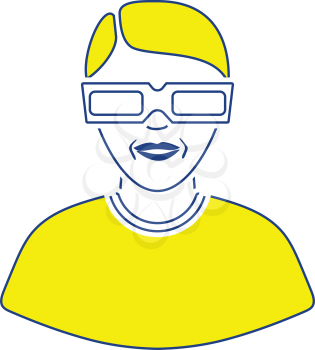 Man with 3d glasses icon. Thin line design. Vector illustration.