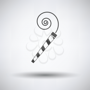 Party whistle icon on gray background, round shadow. Vector illustration.
