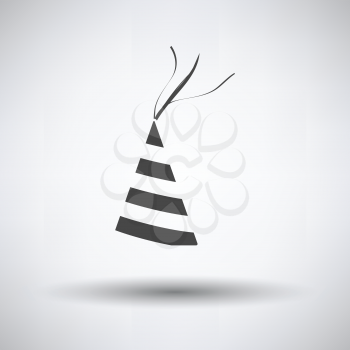 Party cone hat icon on gray background, round shadow. Vector illustration.