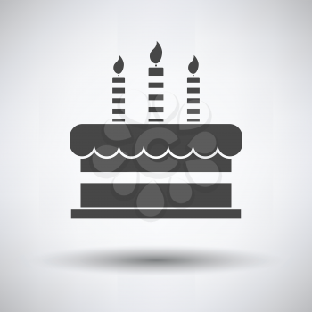 Party cake icon on gray background, round shadow. Vector illustration.