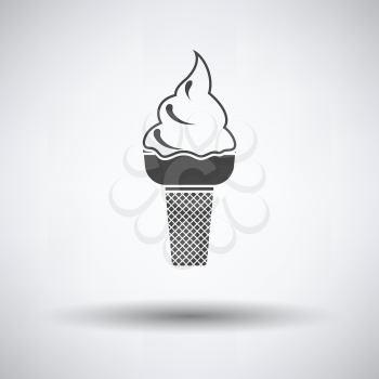 Ice cream icon on gray background, round shadow. Vector illustration.