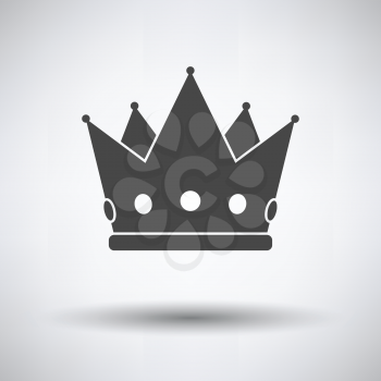 Party crown icon on gray background, round shadow. Vector illustration.