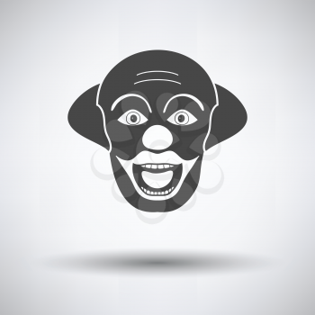 Party clown face icon on gray background, round shadow. Vector illustration.