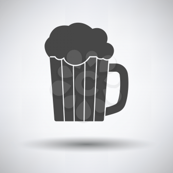 Mug of beer icon on gray background, round shadow. Vector illustration.