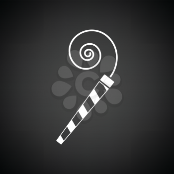Party whistle icon. Black background with white. Vector illustration.
