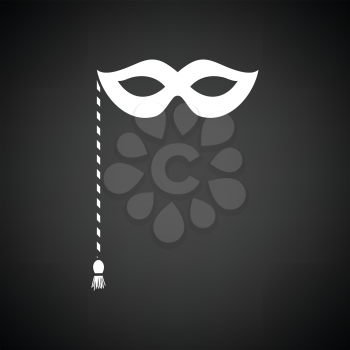 Party carnival mask icon. Black background with white. Vector illustration.