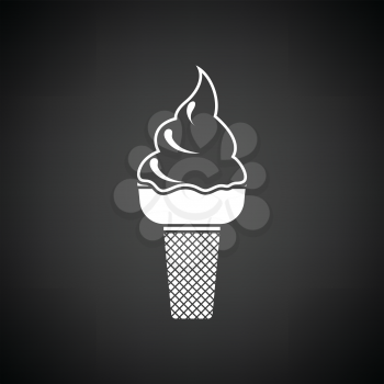 Ice cream icon. Black background with white. Vector illustration.