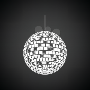 Party disco sphere icon. Black background with white. Vector illustration.