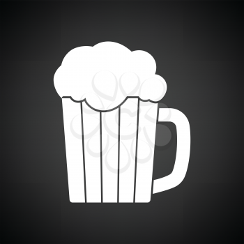 Mug of beer icon. Black background with white. Vector illustration.