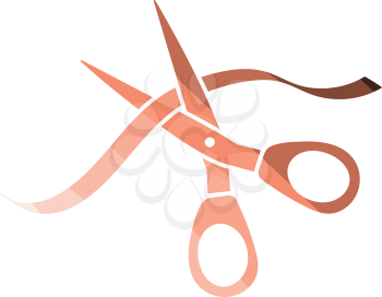 Ceremony ribbon cut icon. Flat color design. Vector illustration.