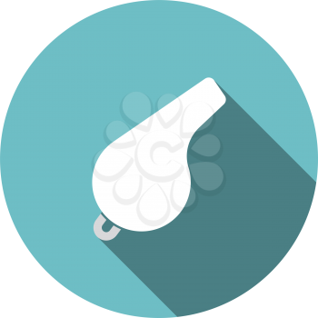 Whistle Icon. Flat Circle Stencil Design With Long Shadow. Vector Illustration.