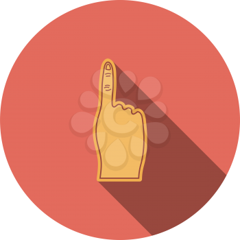 Fans Foam Finger Icon. Flat Circle Stencil Design With Long Shadow. Vector Illustration.