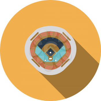 Baseball Stadium Icon. Flat Circle Stencil Design With Long Shadow. Vector Illustration.