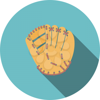 Baseball Glove Icon. Flat Circle Stencil Design With Long Shadow. Vector Illustration.