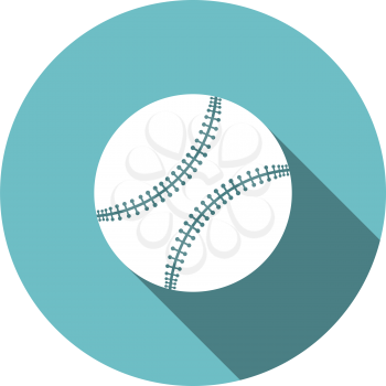 Baseball Ball Icon. Flat Circle Stencil Design With Long Shadow. Vector Illustration.