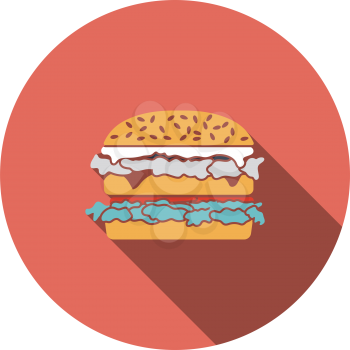 Hamburger Icon. Flat Circle Stencil Design With Long Shadow. Vector Illustration.