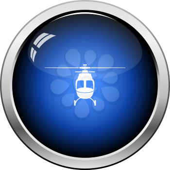Helicopter icon front view. Glossy Button Design. Vector Illustration.