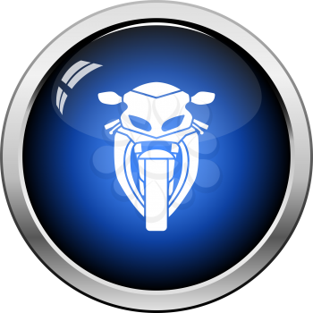Motorcycle icon front view. Glossy Button Design. Vector Illustration.