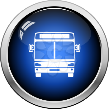 City bus icon front view. Glossy Button Design. Vector Illustration.
