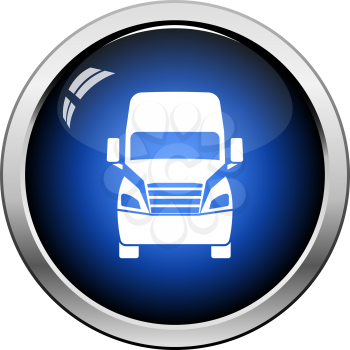Truck icon front view. Glossy Button Design. Vector Illustration.