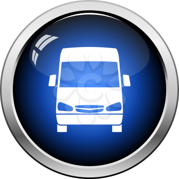 Van icon front view. Glossy Button Design. Vector Illustration.