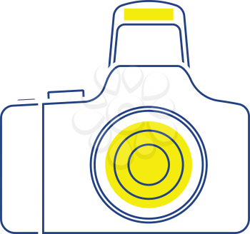 Icon of photo camera. Thin line design. Vector illustration.