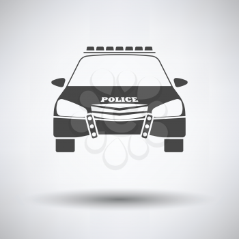 Police icon front view on gray background, round shadow. Vector illustration.