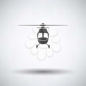 Helicopter icon front view on gray background, round shadow. Vector illustration.
