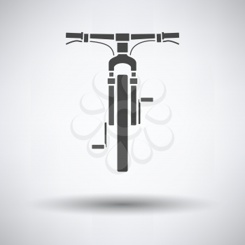 Bike icon front view on gray background, round shadow. Vector illustration.