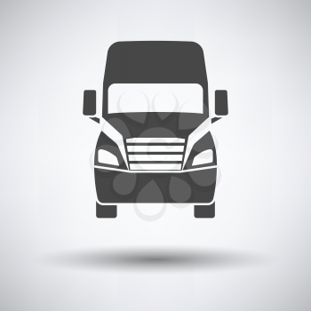 Truck icon front view on gray background, round shadow. Vector illustration.