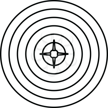 Target with Dart in Center Icon. Thin line design. Vector illustration.