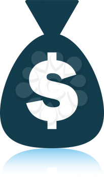 Money bag icon. Shadow reflection design. Vector illustration.