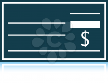 Bank check icon. Shadow reflection design. Vector illustration.