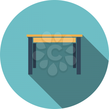 Dinner Table Icon. Flat Circle Stencil Design With Long Shadow. Vector Illustration.