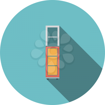 Narrow Cabinet Icon. Flat Circle Stencil Design With Long Shadow. Vector Illustration.