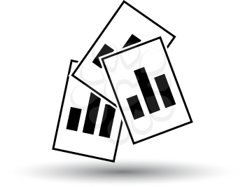 Analytics Sheets Icon. Black on White Background With Shadow. Vector Illustration.