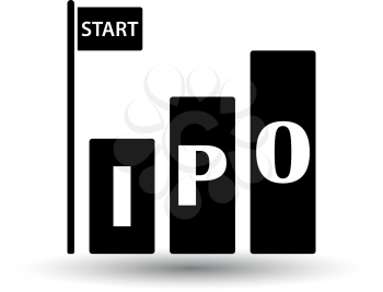 Ipo Icon. Black on White Background With Shadow. Vector Illustration.