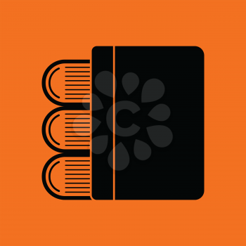 Stack of books icon. Orange background with black. Vector illustration.