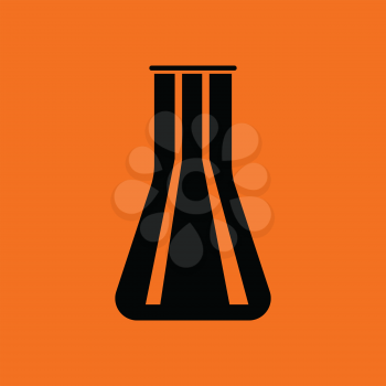 Chemical bulbs icon. Orange background with black. Vector illustration.