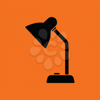 Lamp icon. Orange background with black. Vector illustration.