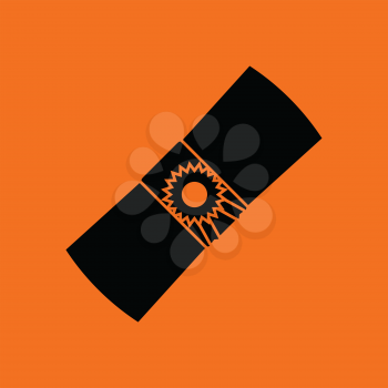 Diploma icon. Orange background with black. Vector illustration.