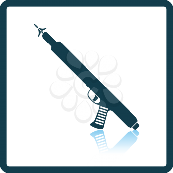 Icon of Fishing  speargun  on gray background, round shadow. Shadow reflection design. Vector illustration.